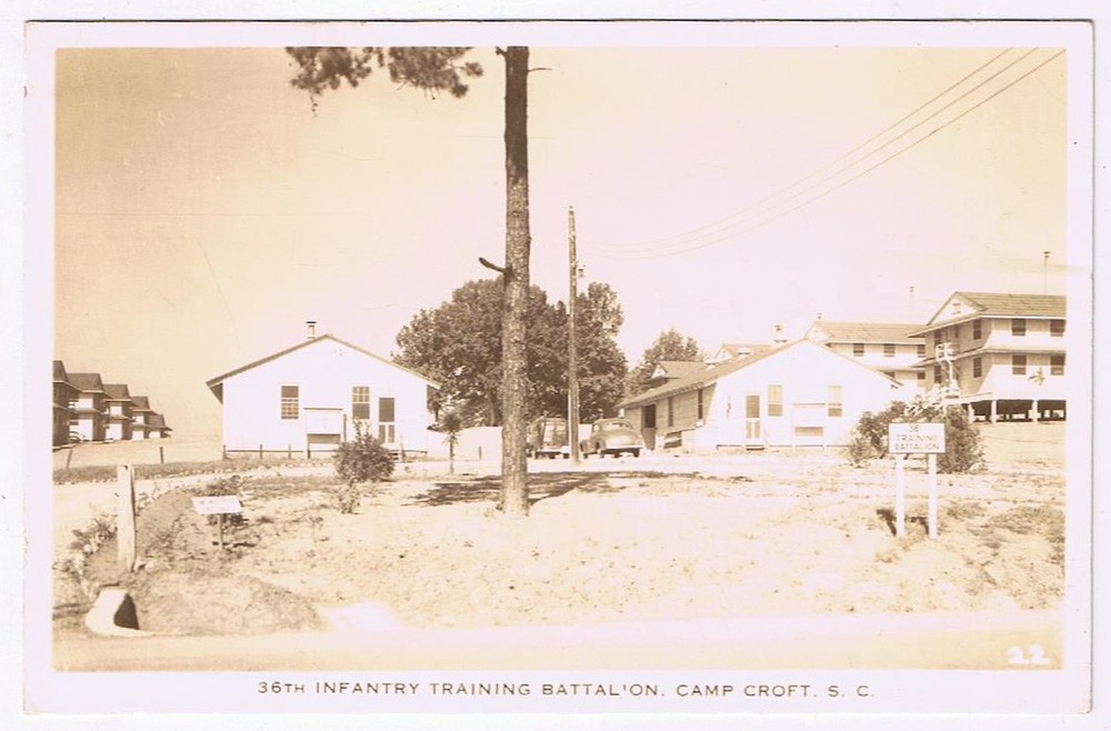 Postcard RPPC Croft South Carolina 36th Infantry Training Battalion Camp