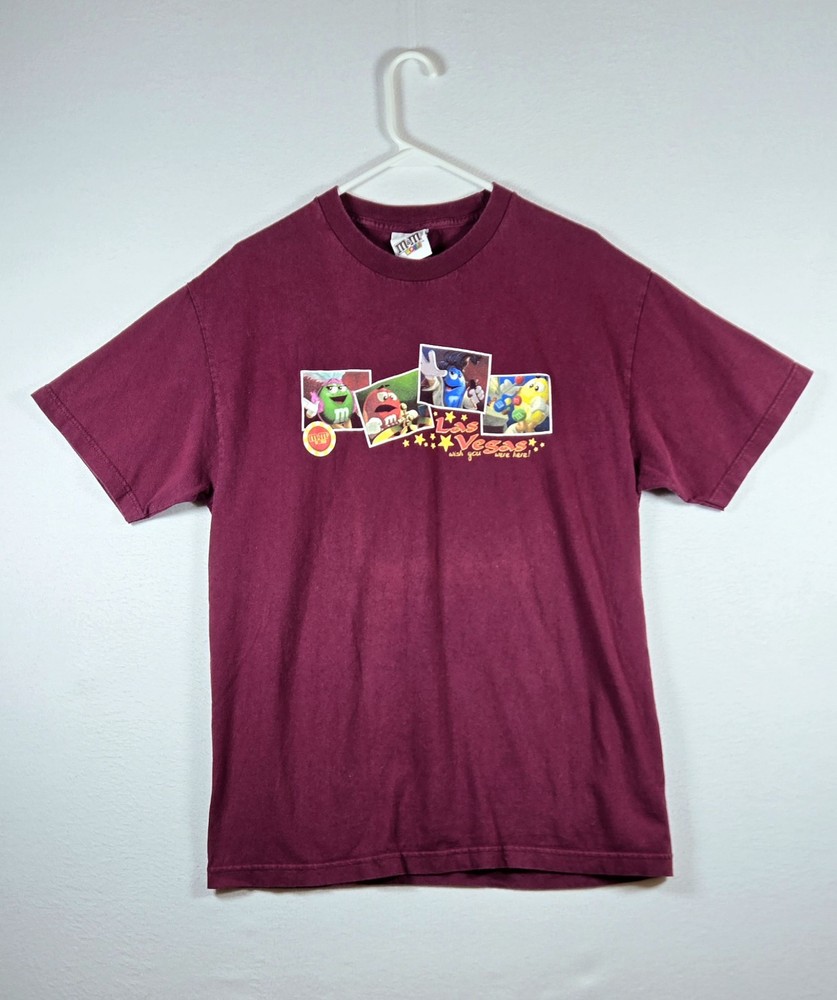 Vintage Mars Candy M&Ms World Las Vegas T-Shirt Maroon Mens Size Large