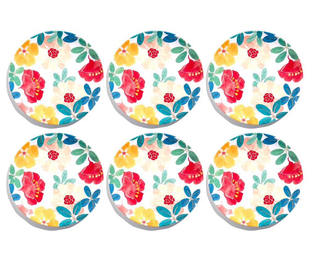 Audrey Floral Melamine Salad Plate, Set of 6, 8.1