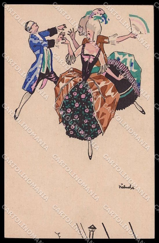 Illustratori Artist Signed Lady Dance Hand Painted serie 1200 cartolina ZG7832