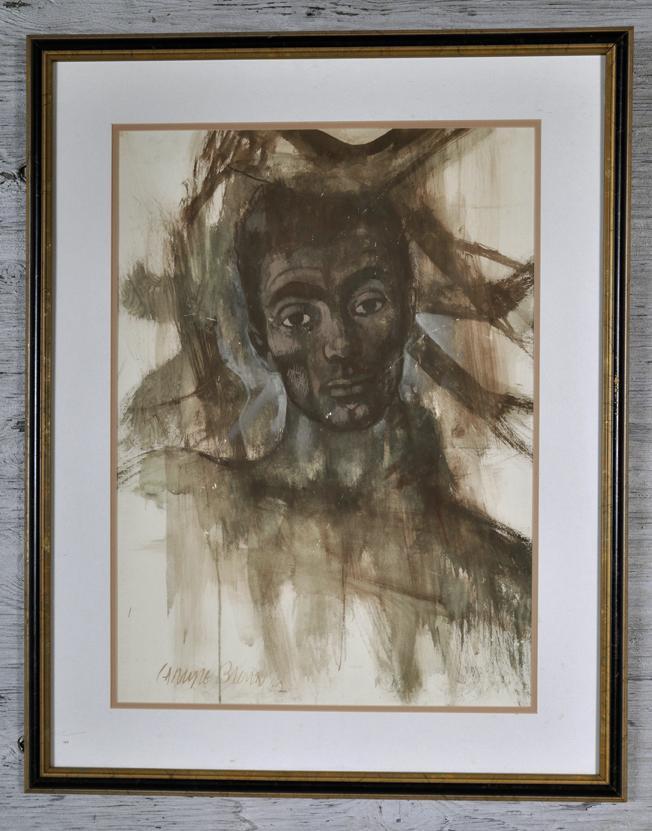 1962 gouache portrait on paper by Carlyle BROWN