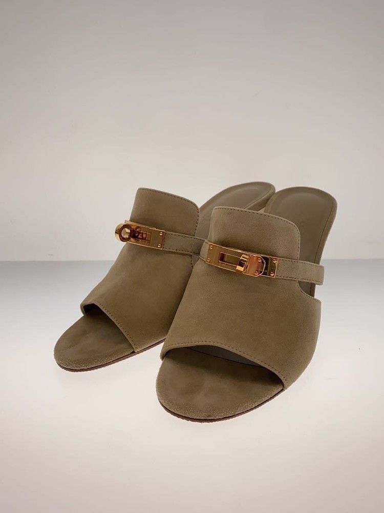 Authentic HERMES Cute Sandal Kelly Buckle EU 35 Beige Suede F/S Used
