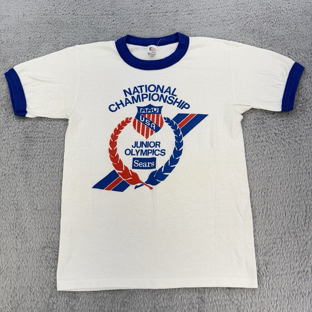 Vintage 80s Sears Junior Olympics ringer tee men's M National Championships