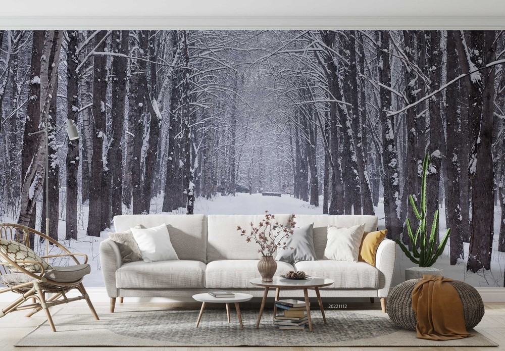 3D Forest Path Winter Landscape Wall Murals Wallpaper Murals Wall Sticker 2