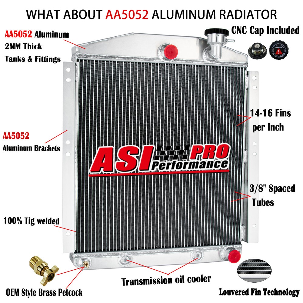 4 Row Aluminum Radiator For 1948-1954 1950 1951 1953 Chevrolet GMC Truck V8 L6