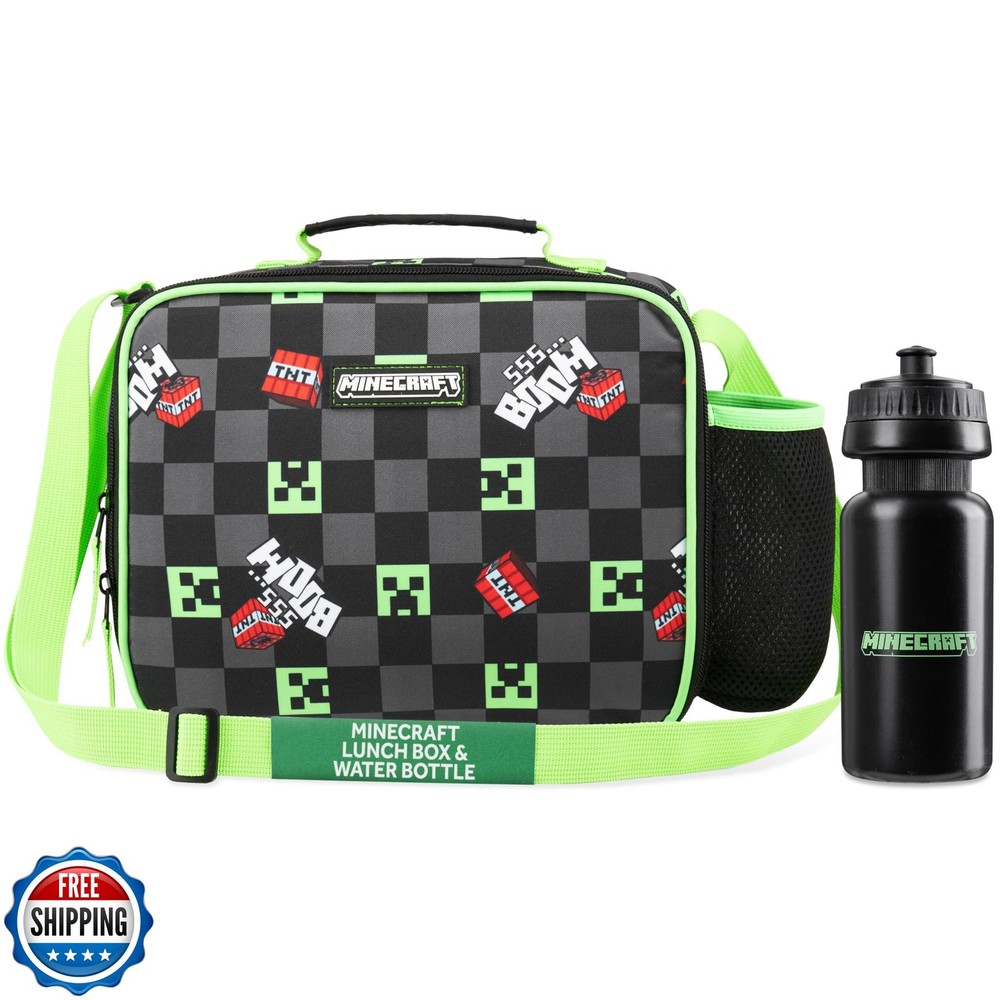 Minecraft Creeper Insulated Lunch Box for Kids School Supplies  