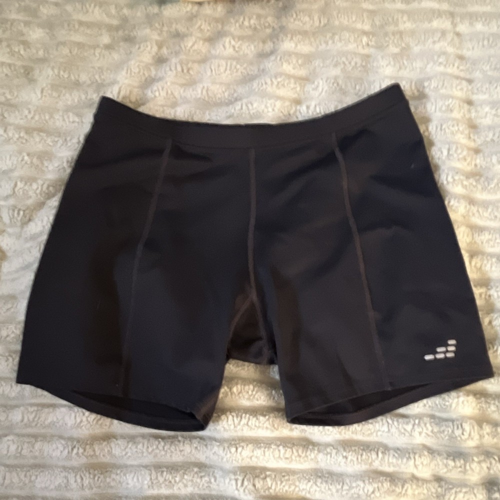 BCG Women's Black Compression Cycling Activewear Shorts Solid Poly Lycra