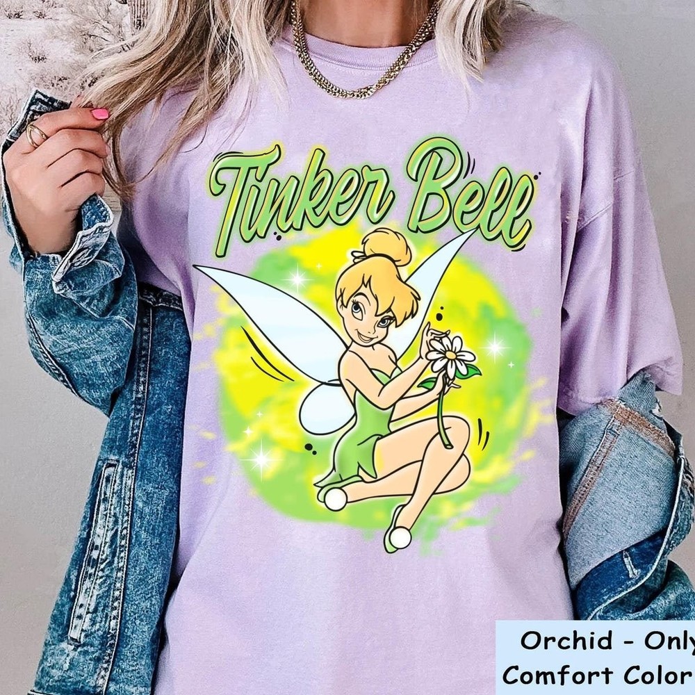 Tinker Bell Fairy Shirt Disney Peter Pan Floral Tee Disneyland T-Shirt - S-5XL
