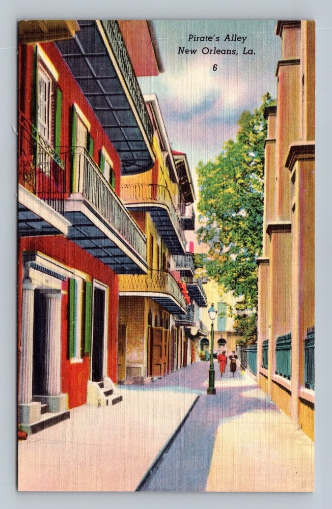 Vintage Linen Postcard Pirate's Alley New Orleans French Quarter
