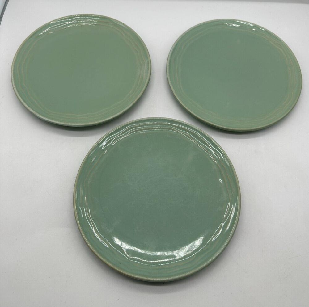 Pfaltzgraff Seychelles 2-Piece Salad Plate Set 8 7/8 Inch Green with Tan Border