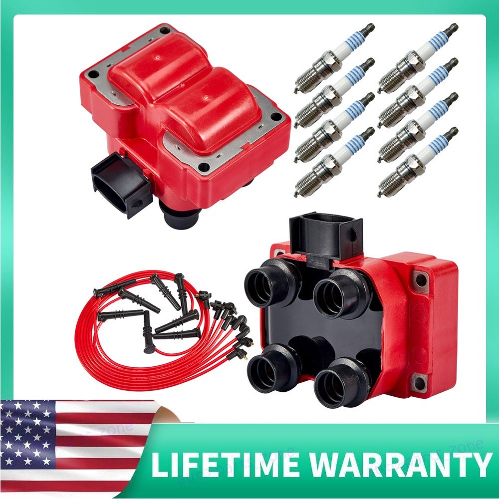 2 Ignition Coil Pack & 8 Spark Plug & 8 Wire Set For Ford Mustang 4.6L V8 FD487