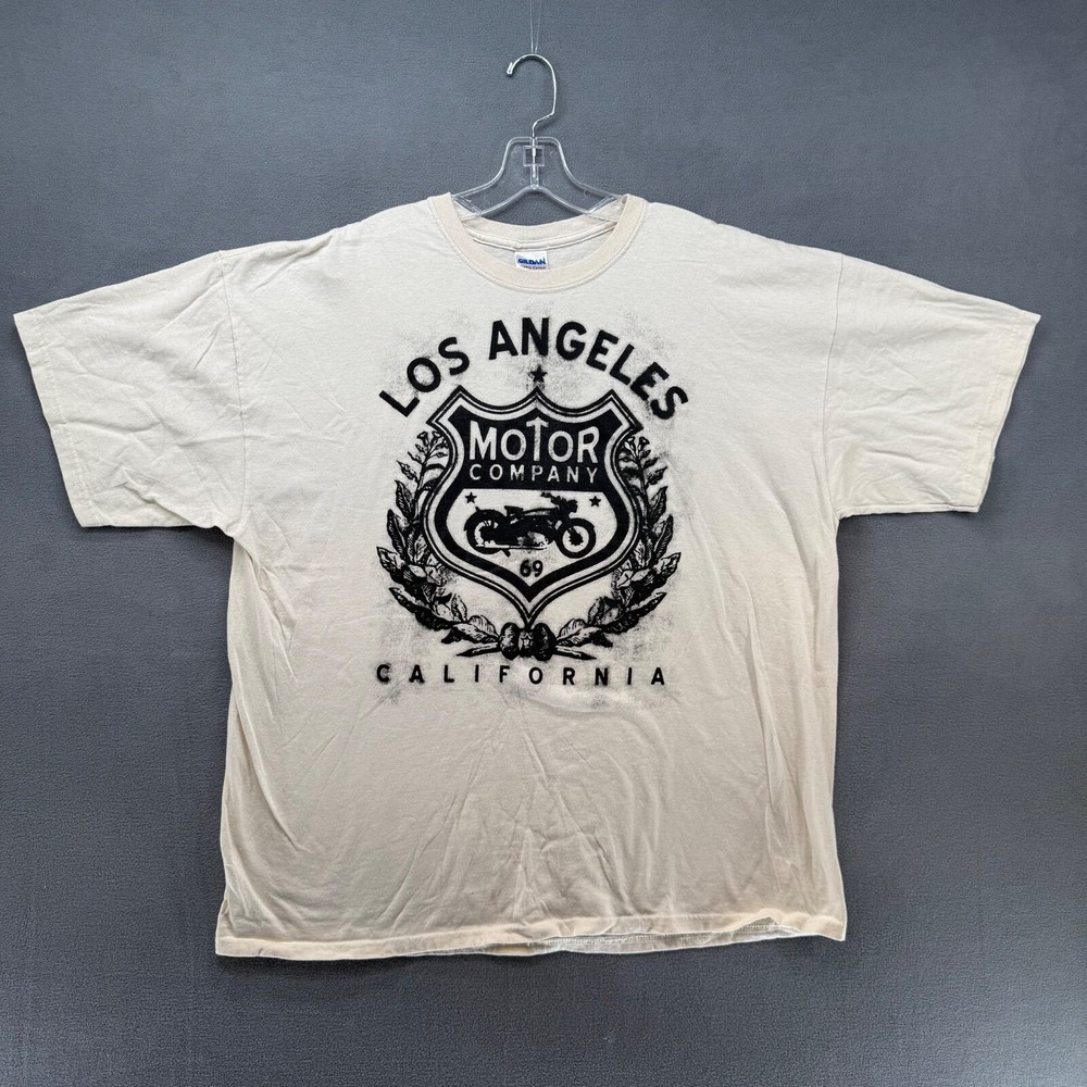 LA Motor Company Retro California T-Shirt Adult 2XL Cream Heavy Cotton Tee