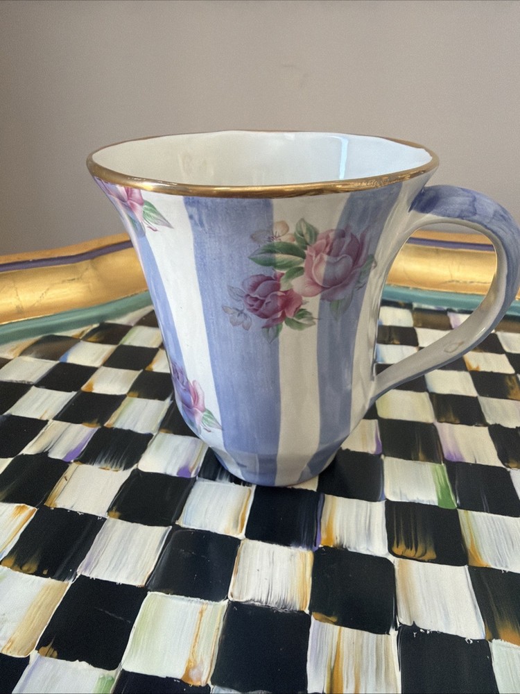 Rare Mackenzie Childs Blue Honeymoon Stripe Mug Vintage