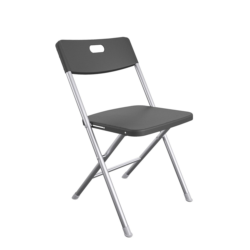 Mainstays Resin Seat & Back Folding Chair, Black,Slip-Resistant