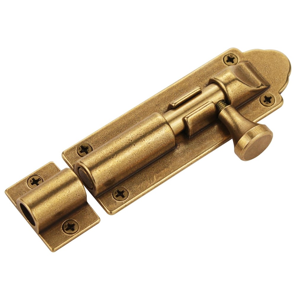 Runningfish Solid Brass Barrel Bolt Slide Latch Lock in Antique Brass Finish