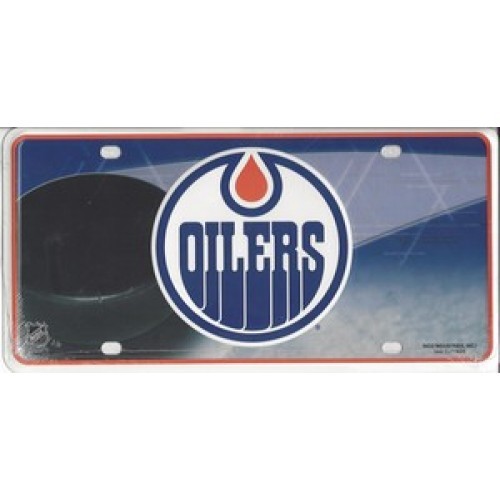 EDMONTON OILERS TEAM LOGO NHL METAL LICENSE PLATE MADE IN USA