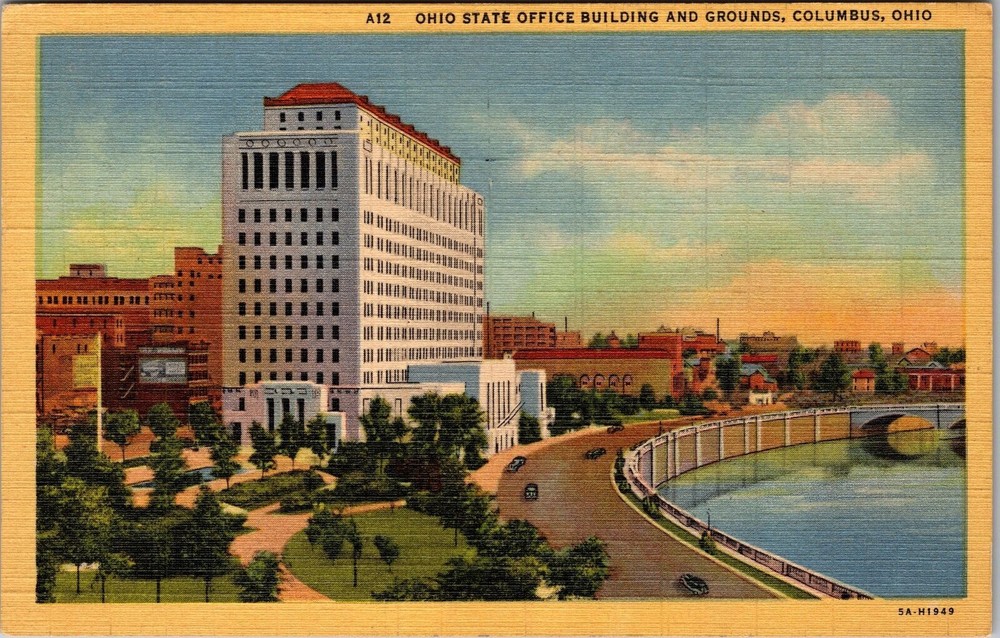 Columbus OH-Ohio, State Office Building And Grounds Vintage Souvenir Postcard