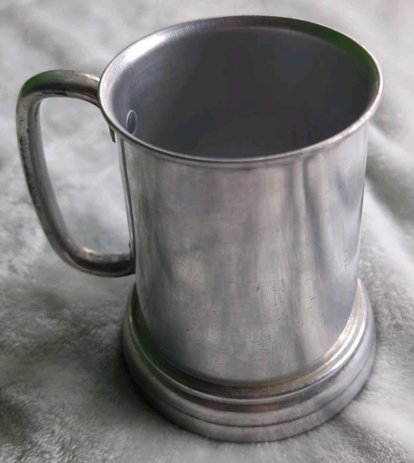 Vintage Glass Bottom Aluminum Beer Stein Tankard Made In Hong Kong