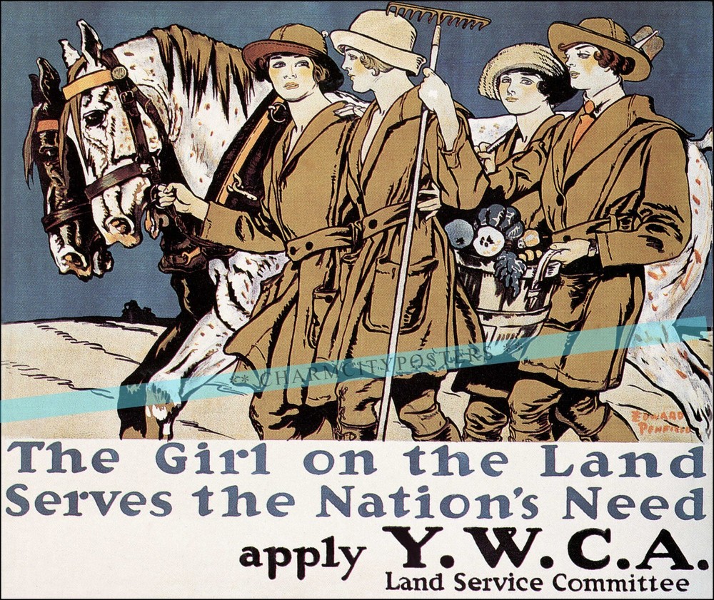 WPA 1918 Girls On the Land Serve The Nations Need WW1 Vintage Poster Print Art