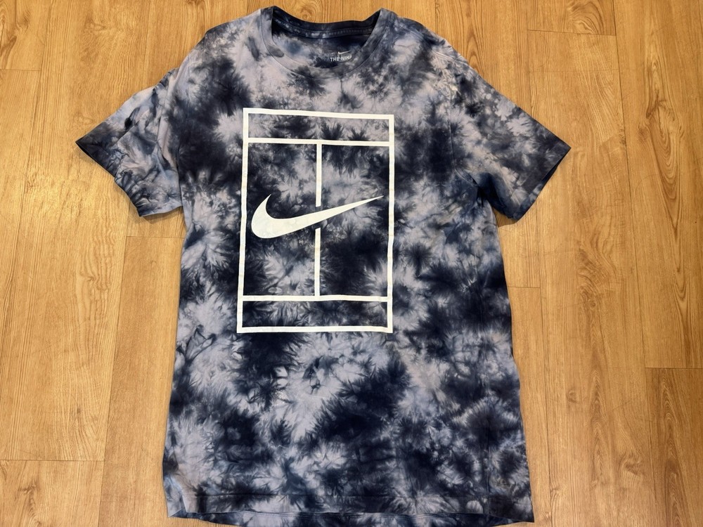 Nike Court T Shirt Medium Tie Dye Blue Short Sleeve Crewneck Tee