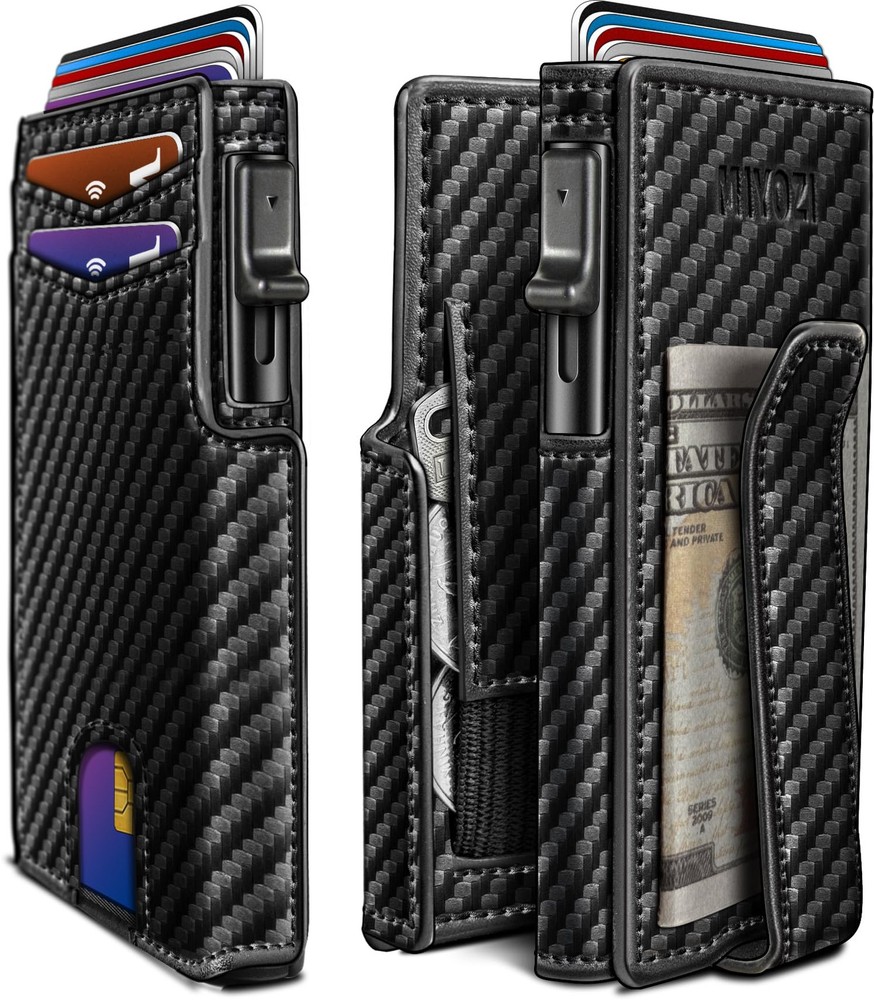 Miyozi Slim RFID Blocking Front Pocket Wallet with Money Clip & ID Window