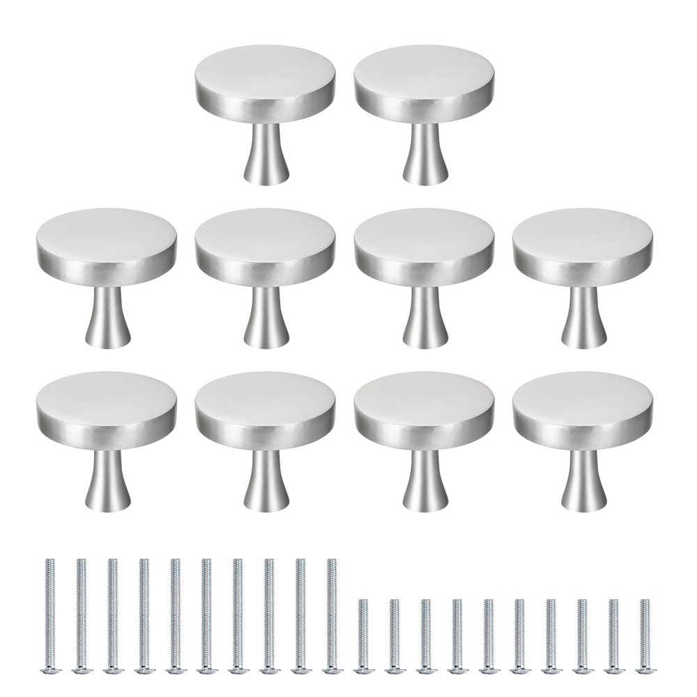 10 Pack Round Cabinet Knob, Silver Dresser Knobs Kitchen Cabinet Drawer Pulls