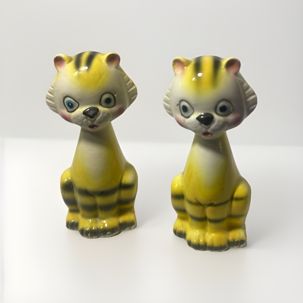 Vintage Japan Py MCM Anthropomorphic Tigers Salt & Pepper Shakers HTF