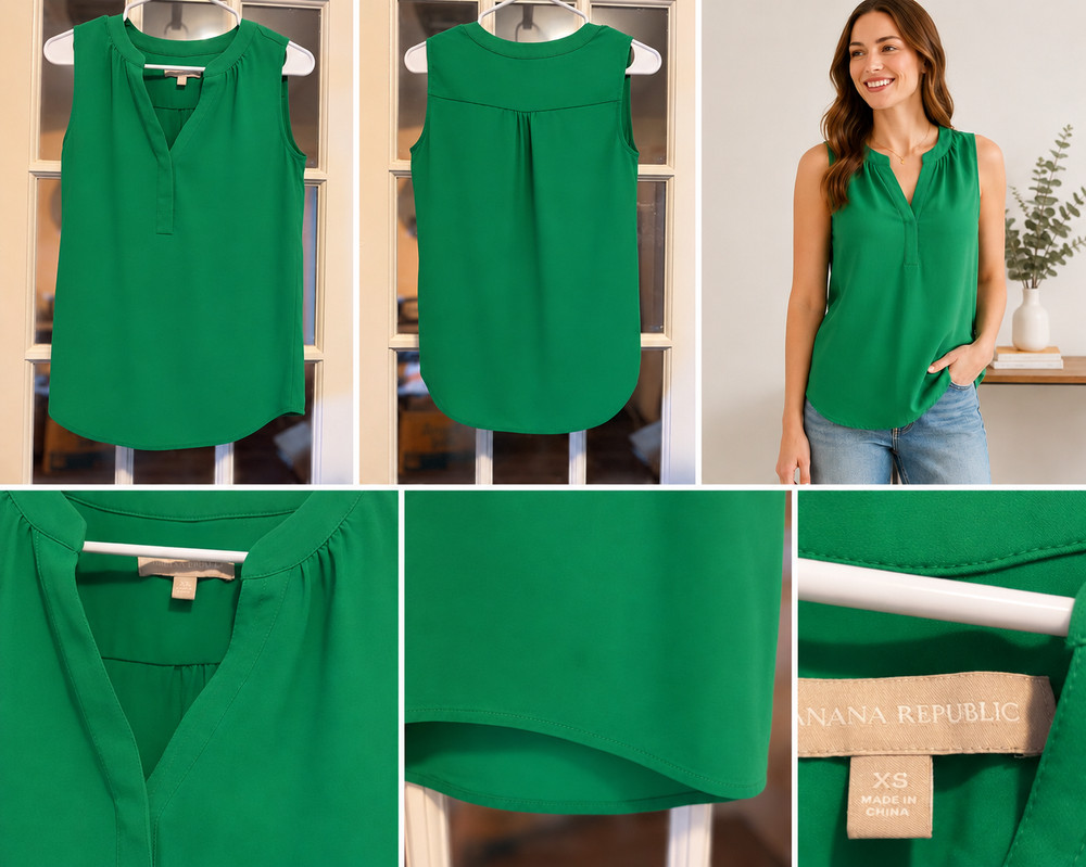 Banana Republic Sleeveless Green Blouse – Women’s XS