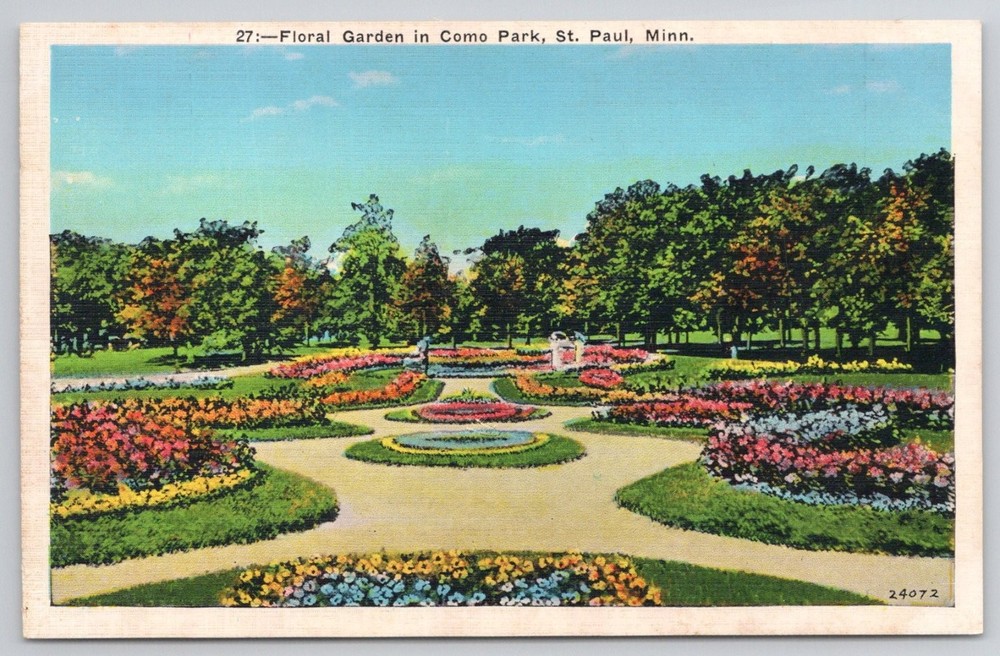 Vintage Floral Garden Como Park St. Paul Minnesota Postcard