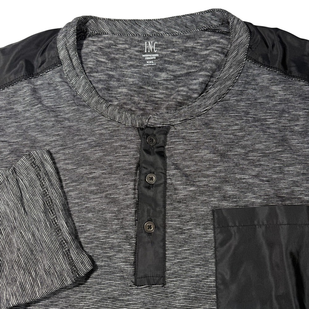 INC International Concepts Men's Long Sleeve Henley T-Shirt Heather Gray XXL