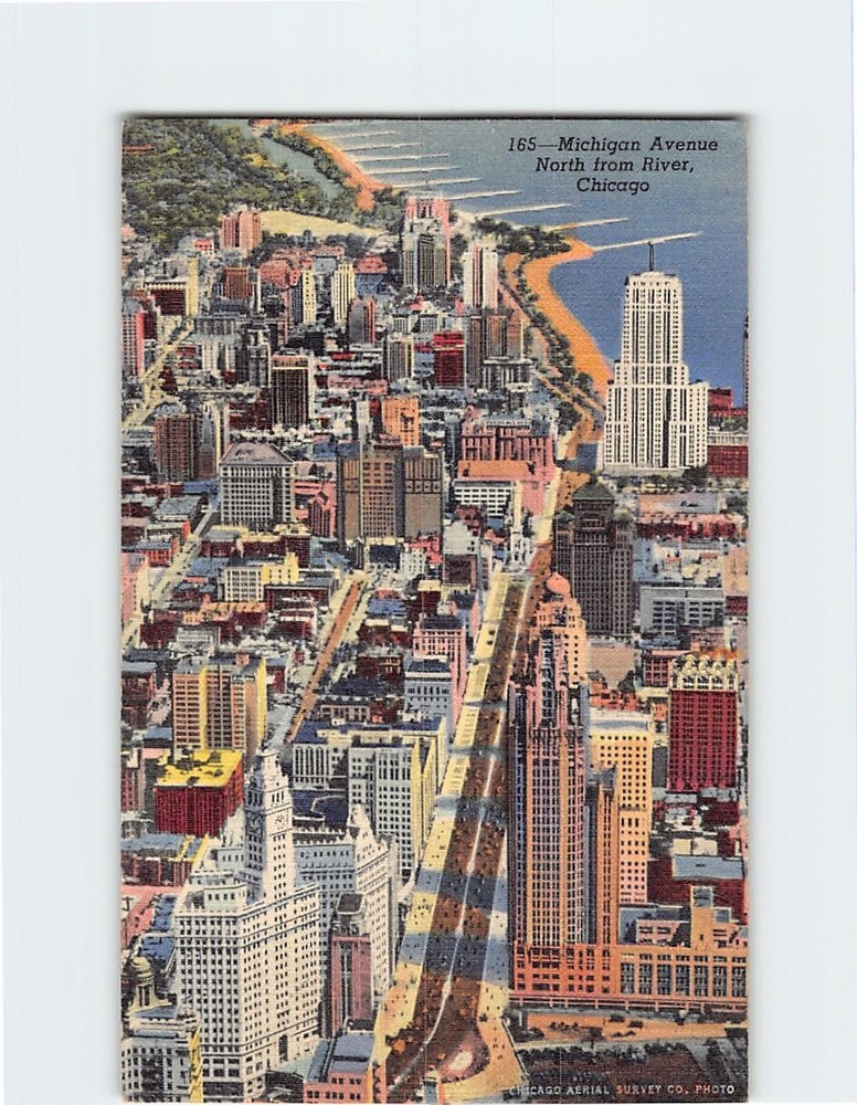 Postcard Michigan Avenue North from River Chicago Illinois