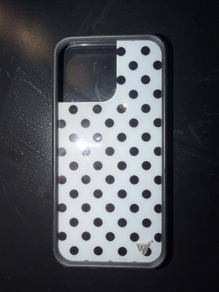 Wildflower iPhone 14 Pro Max Case Black And White Polka Dot