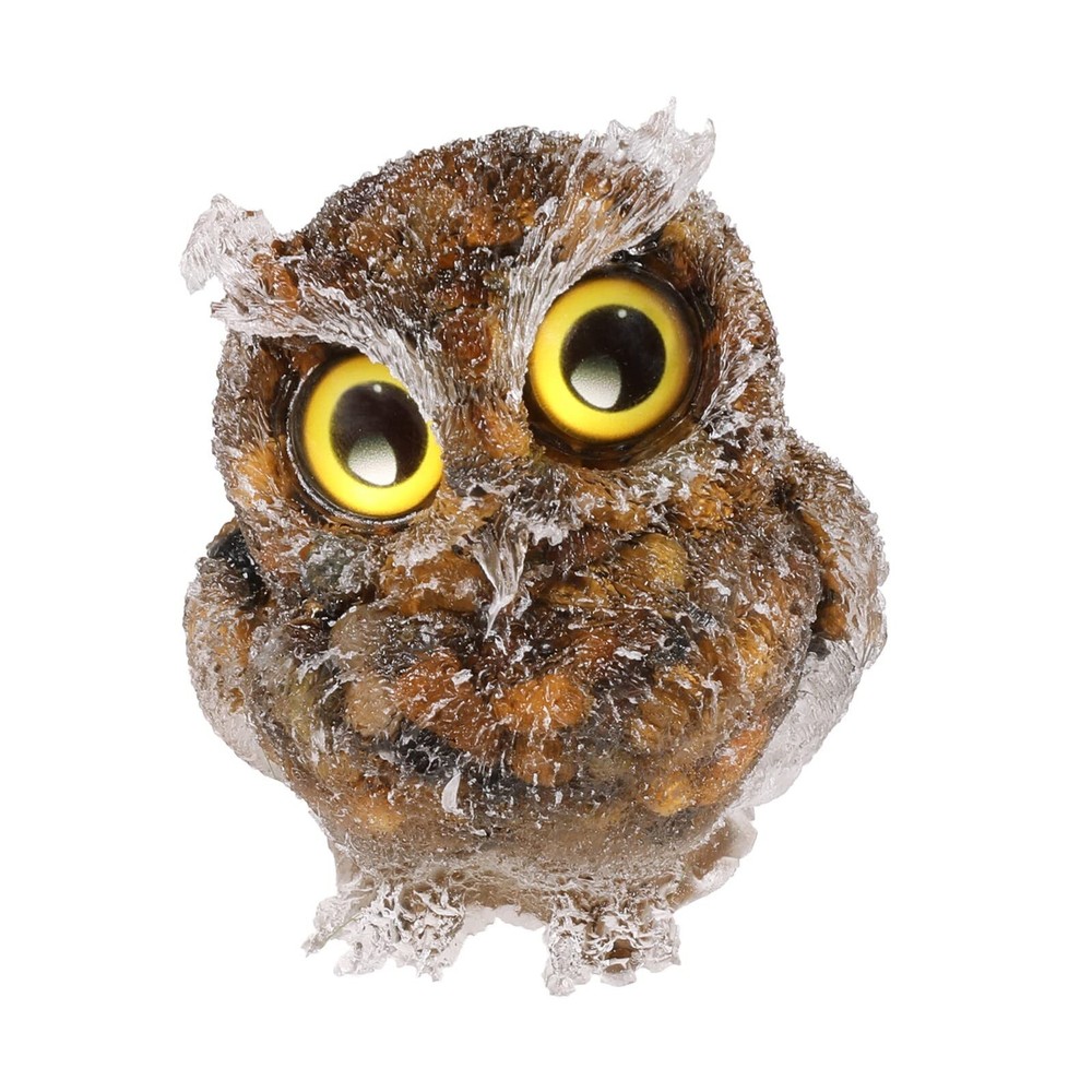 mookaitedecor Tiger's Eye Owl Statue Sculpture Stone, Carved Animals Night Ow...