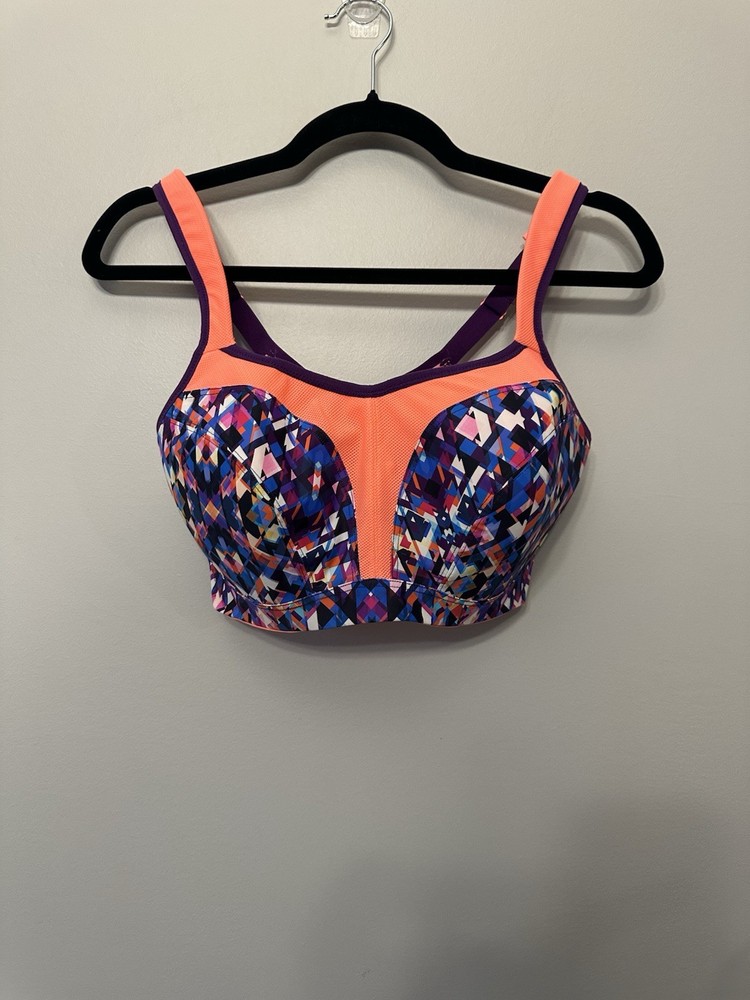 Panache Multi Colored Geometric Print Sports Bra 36F