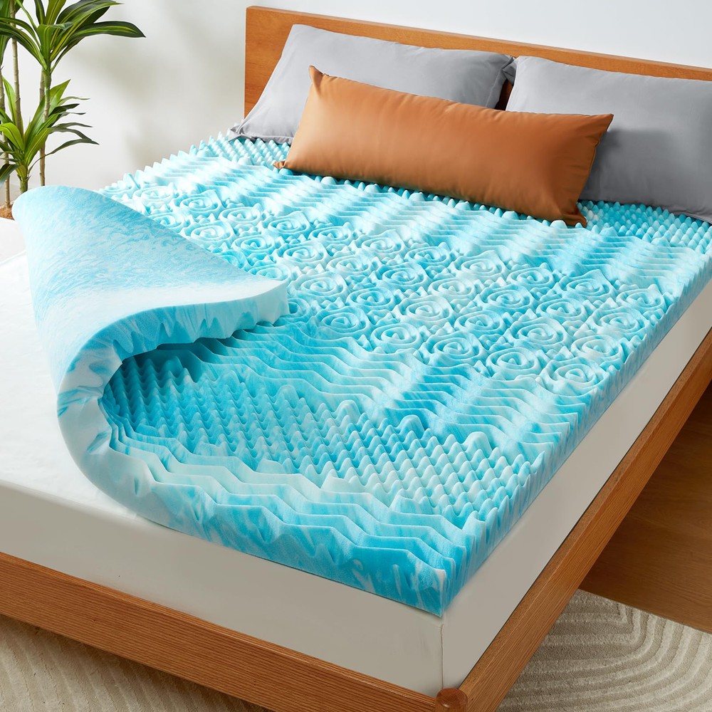 3 Inch 7-Zone Queen Memory Foam Mattress Topper, Cooling Gel Mattress Topper ...