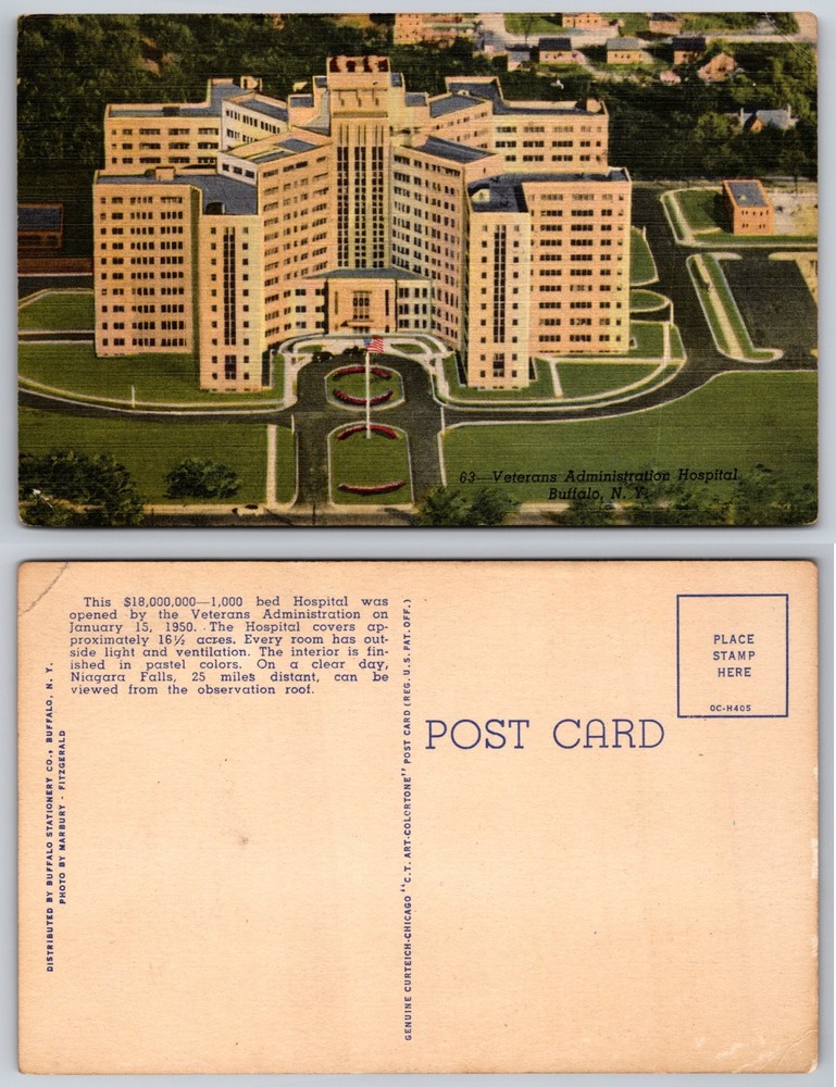Veterans Administration Hospital Buffalo NY Postcard