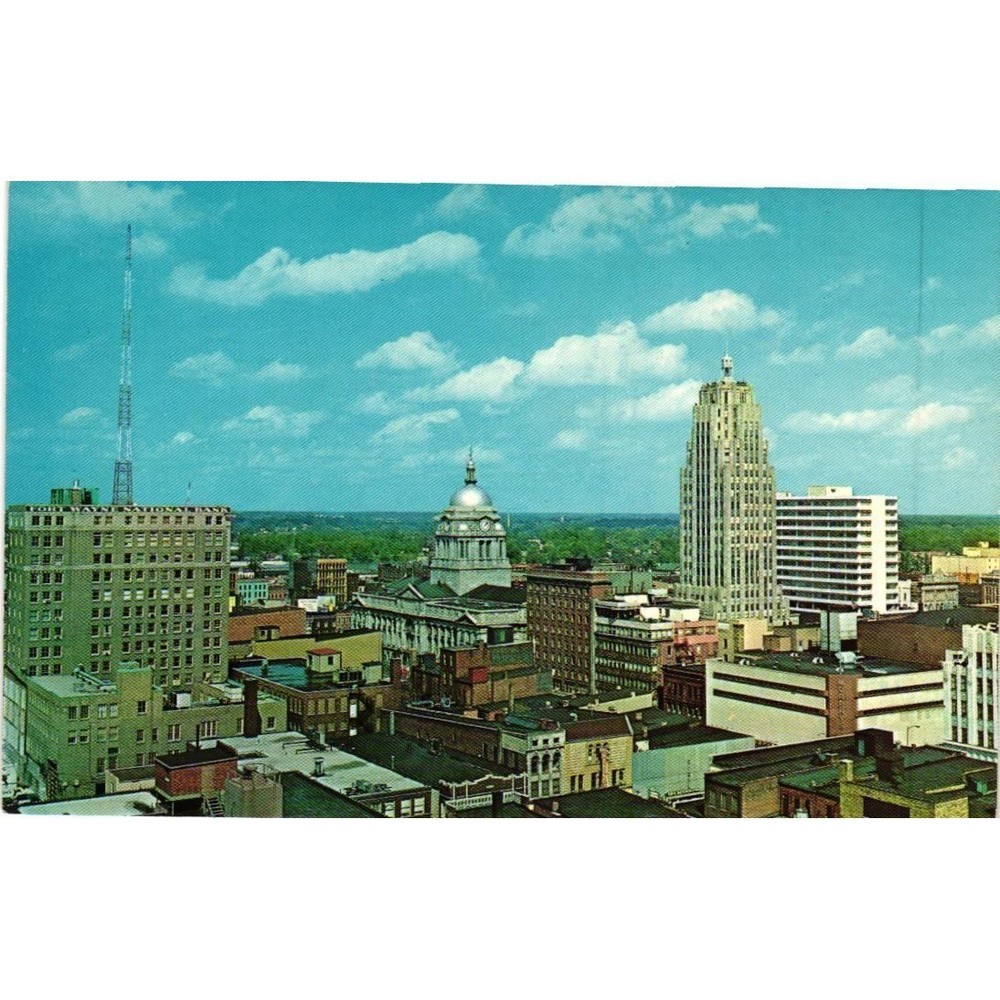 Fort Wayne Indiana Postcard Allen County Courthouse Skyline Dexter Press Vintage