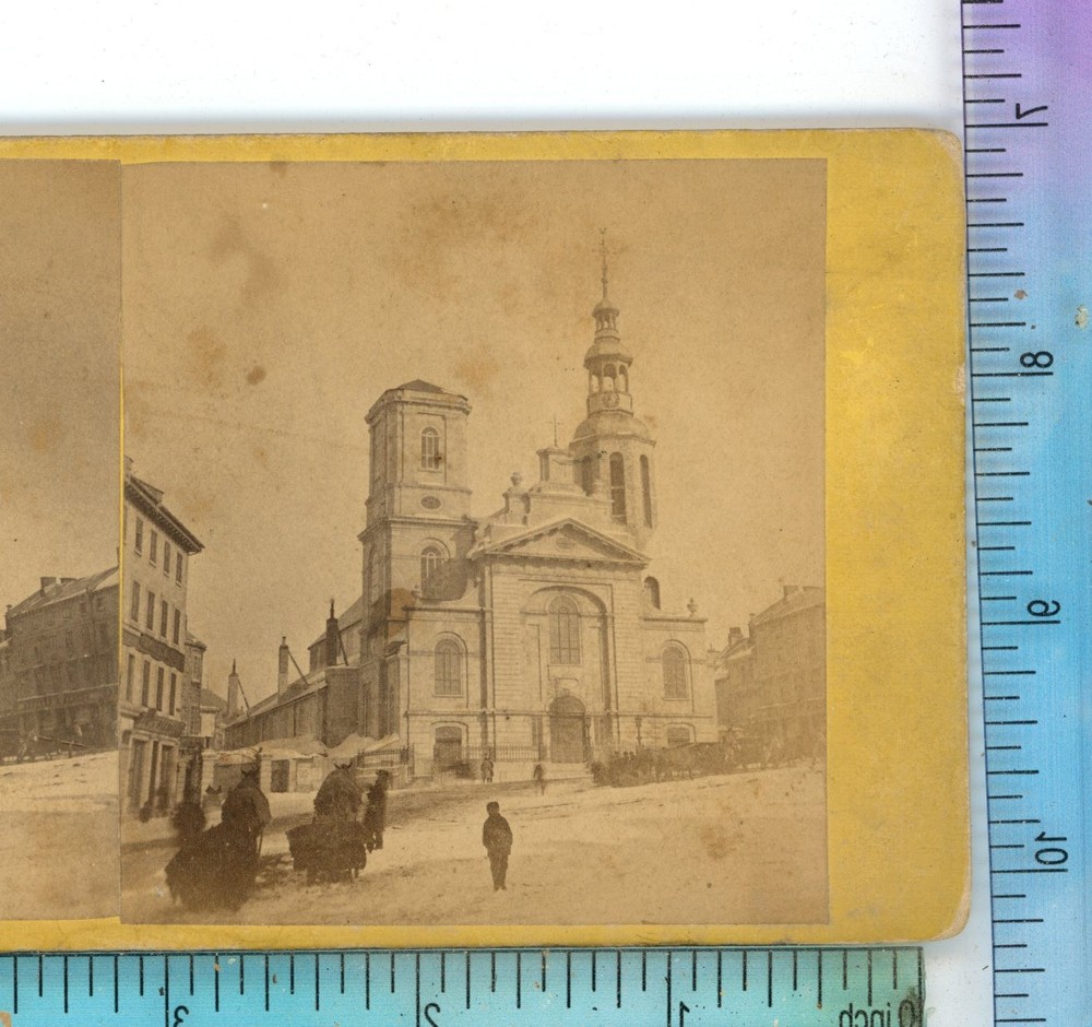 French Cathedral Quebec City Canada L.P. Vallee Stereoview