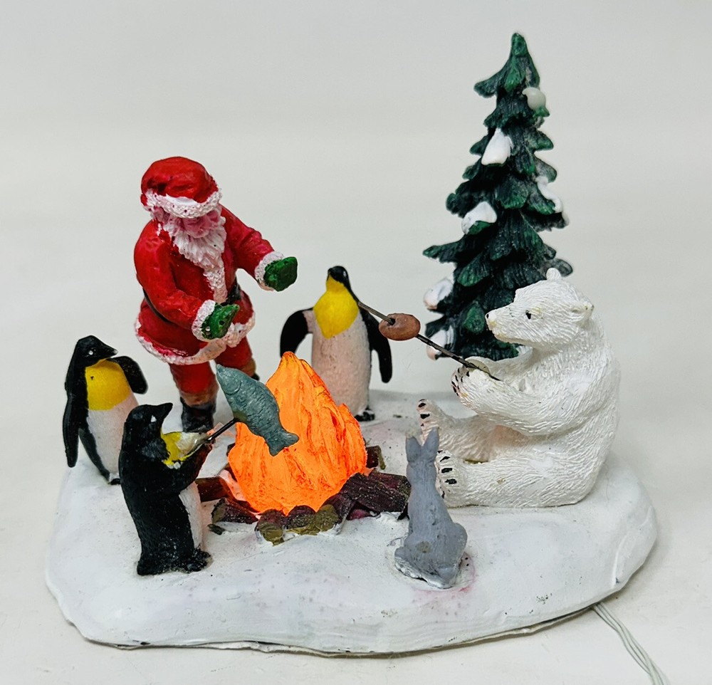 Lemax Retired Fireside Fun Lighted Santa and Friends Christmas Table Accent-image