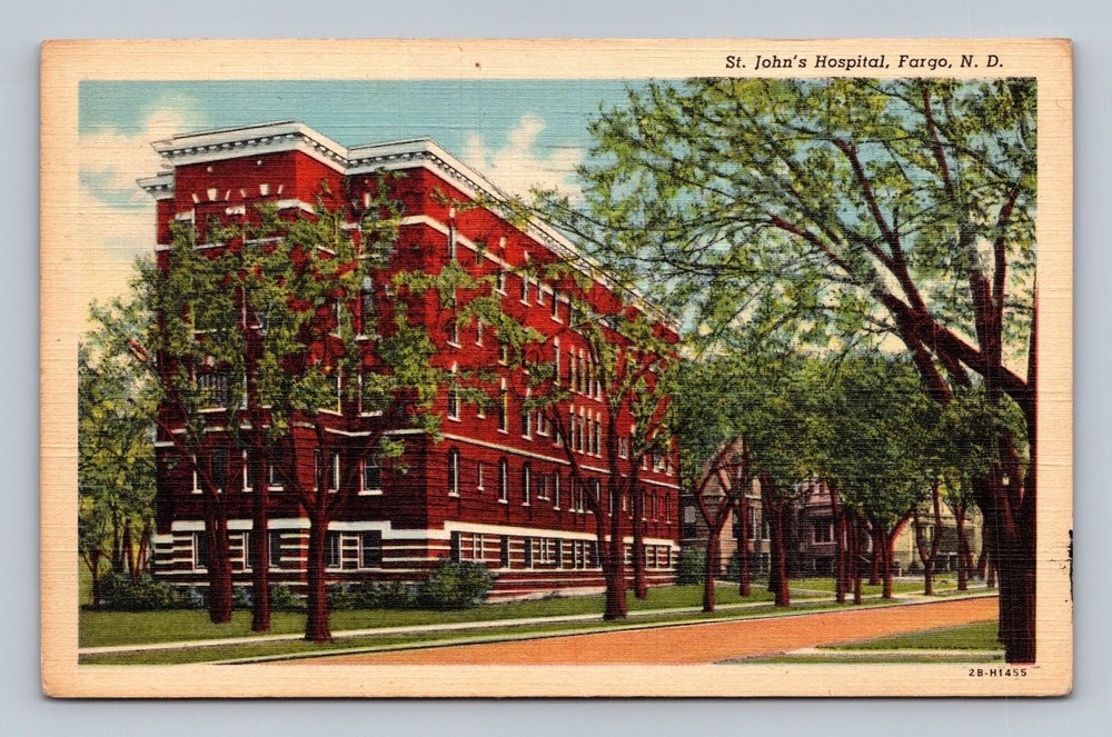 Vintage Linen Postcard St. John's Hospital Fargo North Dakota 1949