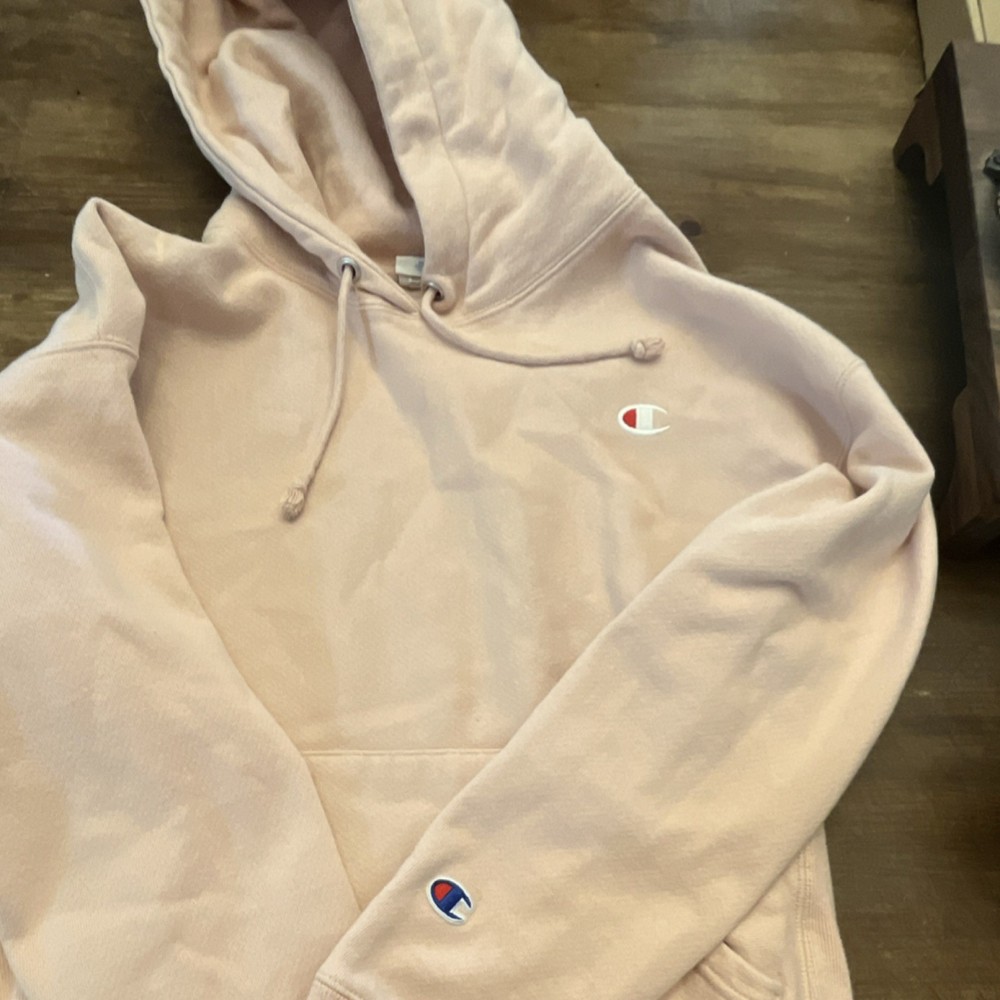 Champion Reverse Weave Women's Pink  Pullover Hoodie L Fleece Logo Pockets