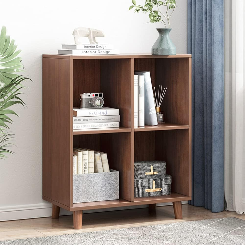 2-Tier Freestanding Wooden Bookcase Open Cube Storage Display  