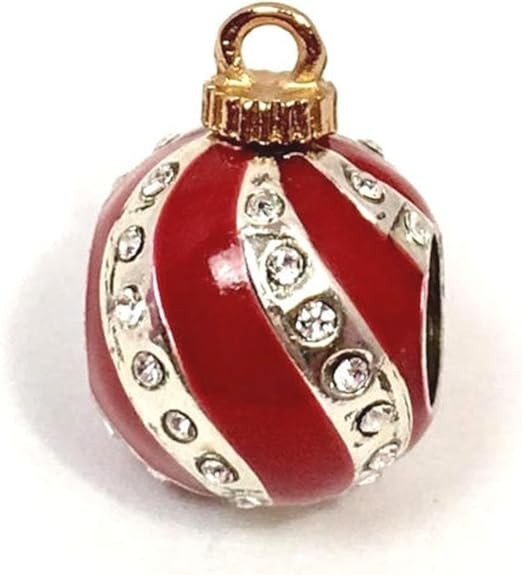 Brighton CHRISTMAS ORNAMENT Red Silver Crystal Stopper Bead Charm