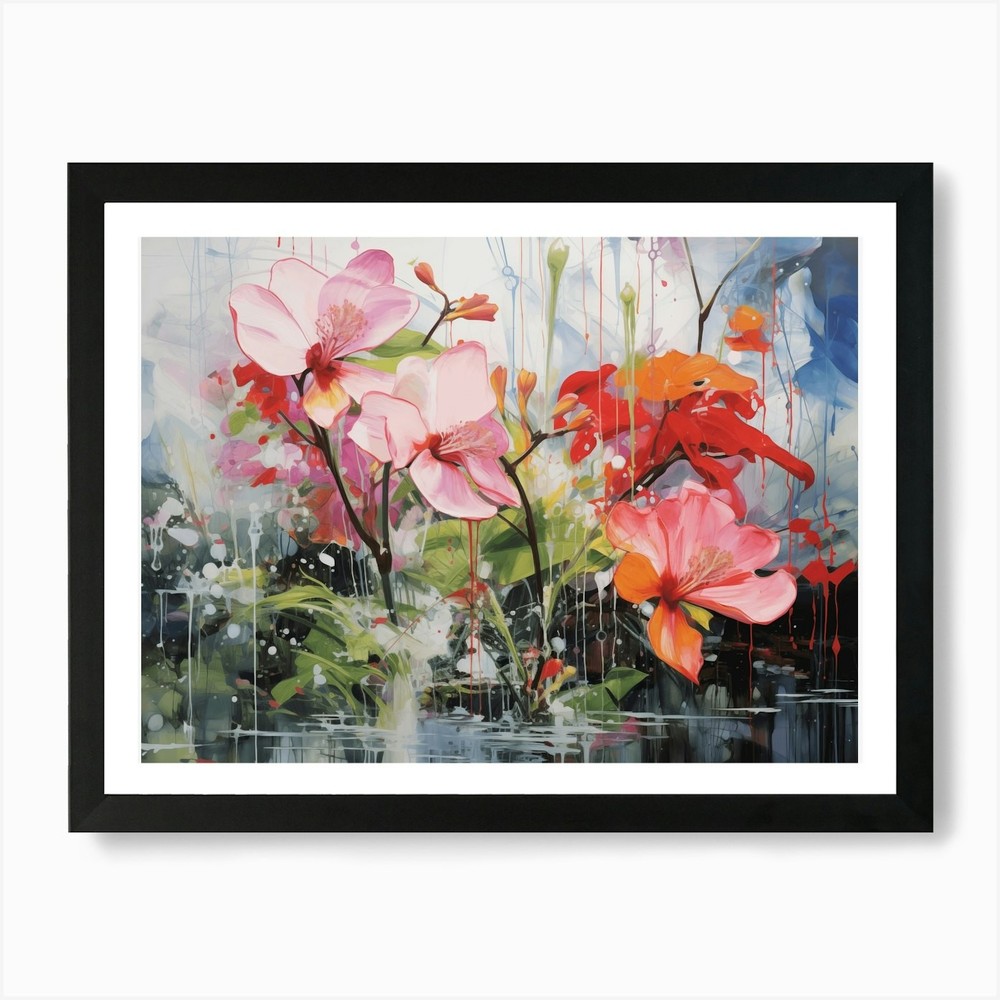 Abstract Flowers. Living room flora Framed Wall Art Poster Canvas Print Picture