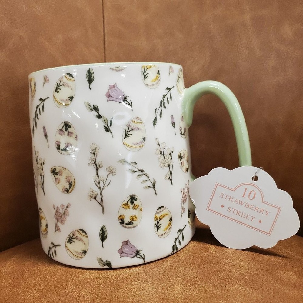 Bella Floral Ceramic Easter Egg Coffee Mug Cute Tea Cup Gift Idea