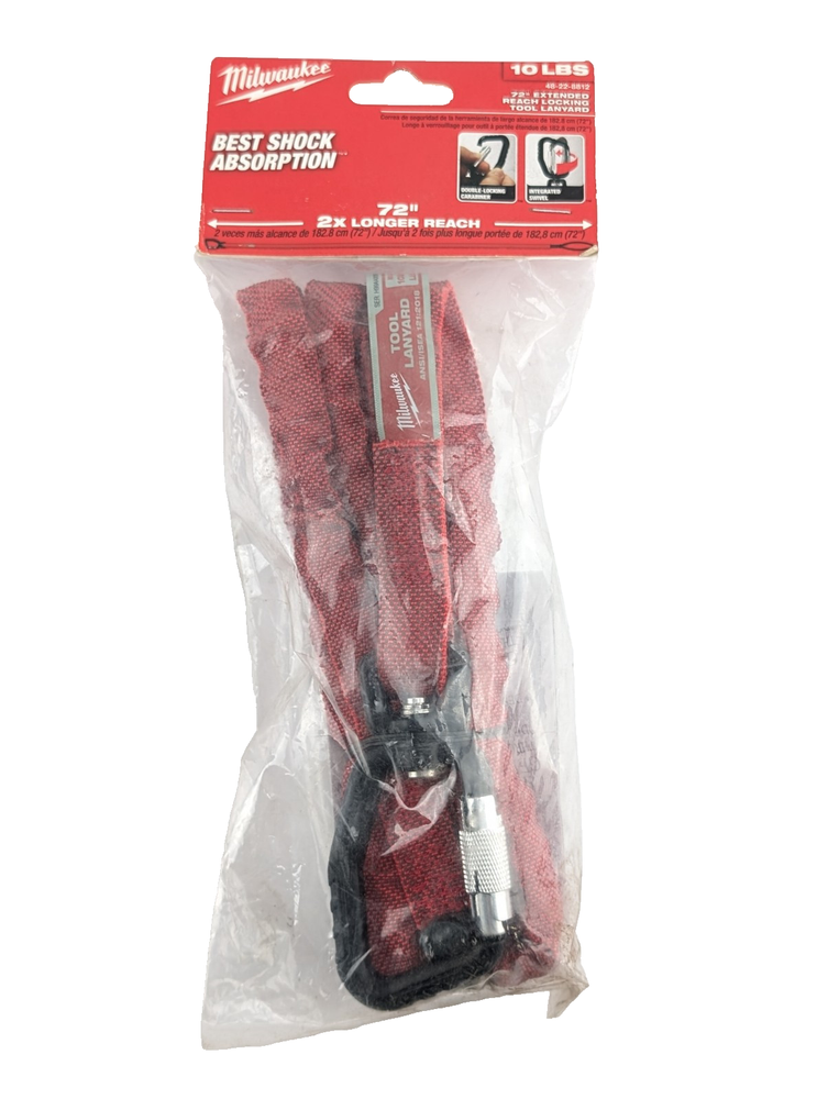 Milwaukee 48-22-8812 10 Lbs. 72 in. Extended Reach Locking Tool Lanyard, Red