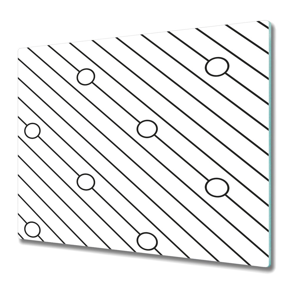 Glass Chopping Board Stripped geometric tiny circles black & white 60x52