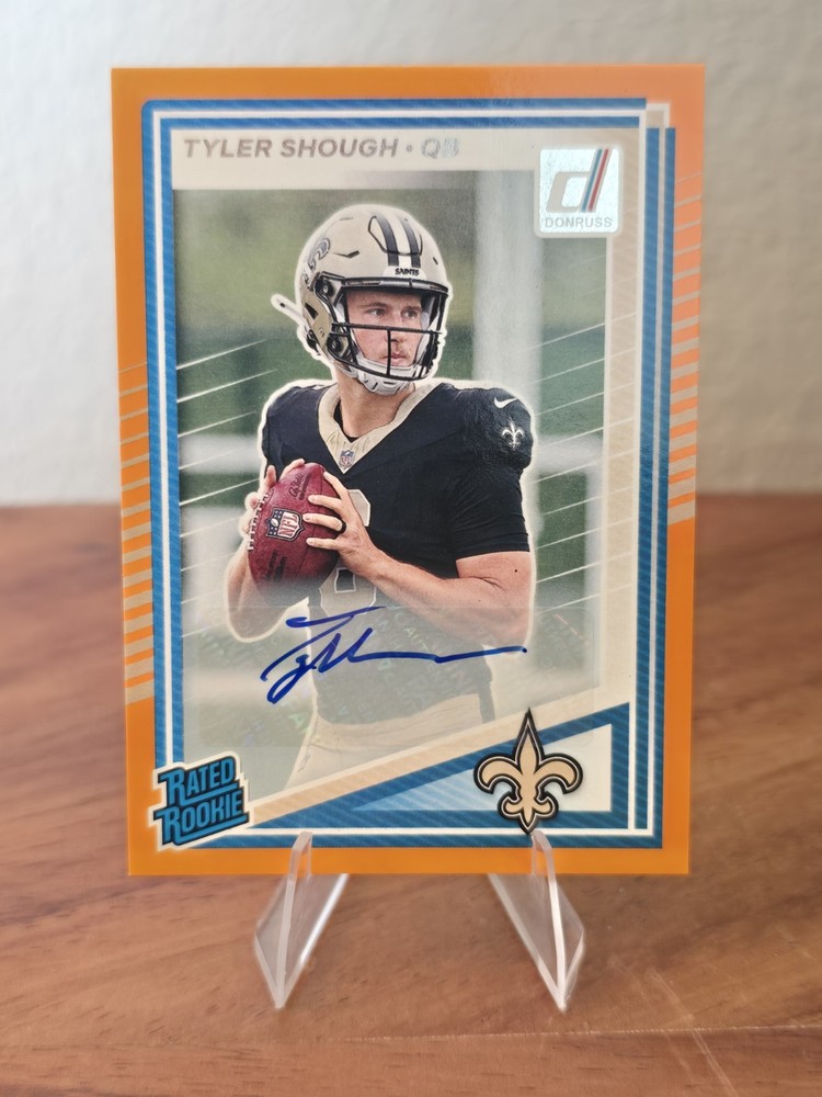 2025 Panini Donruss Tyler Shough Rated Auto Orange RC #304 Saints Rookie