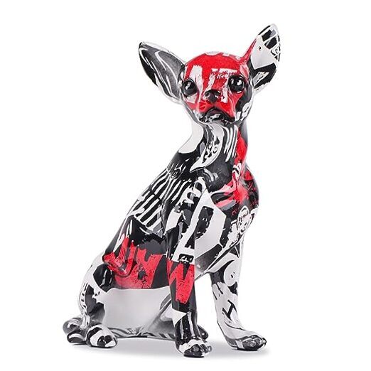 Black and White Dazzle Color Chihuahua Statue Abstract Creative Graffiti-c-image