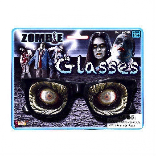 BLOODY ZOMBIE GLASSES Nerd Fake Blood Dripping Black Eye Scary Monster Costume